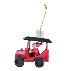 Vintage Santa Claus On Tractor‎ Christmas Tree Ornament